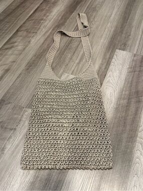 Taupe Crochet Shoulder Bag With Cotton Lining & Magnetic Closure Beach Boho Bag